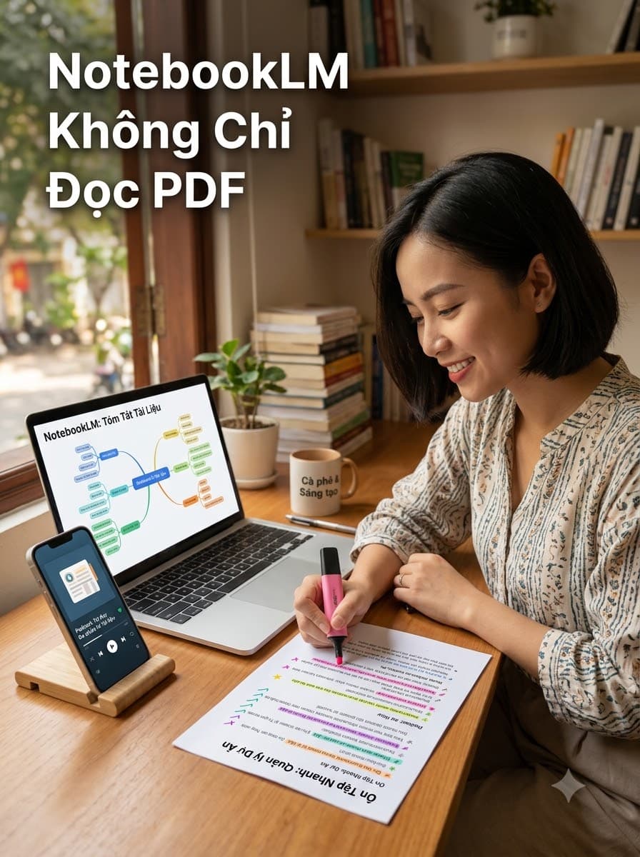 NotebookLM Không Chỉ Đọc PDF: 8 Prompt Biến Tài Liệu Thành Podcast, Mindmap