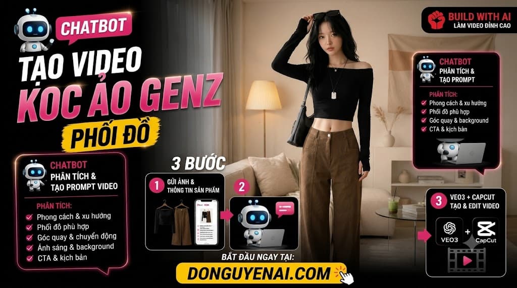 Chatbot AI Tạo Video KOC Ảo GenZ Phối Đồ Cắt Cảnh Nhanh Bằng Veo 3